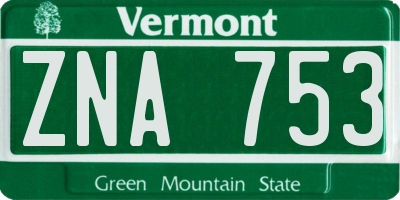VT license plate ZNA753