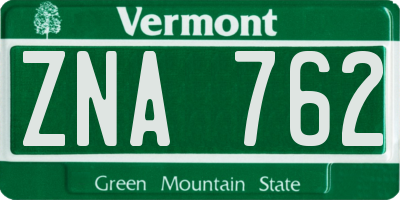 VT license plate ZNA762