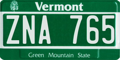 VT license plate ZNA765