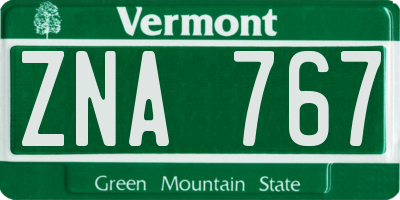 VT license plate ZNA767