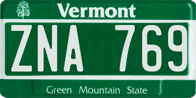 VT license plate ZNA769