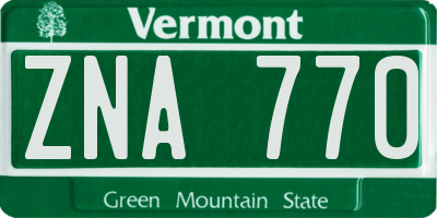 VT license plate ZNA770