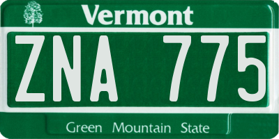 VT license plate ZNA775