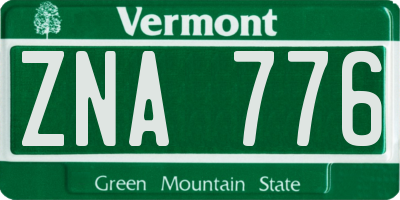 VT license plate ZNA776