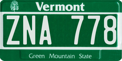 VT license plate ZNA778