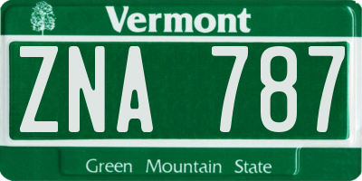 VT license plate ZNA787