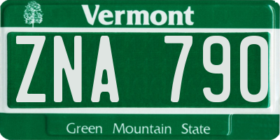 VT license plate ZNA790