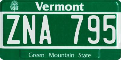 VT license plate ZNA795