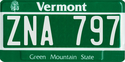 VT license plate ZNA797