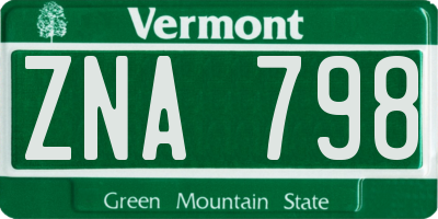 VT license plate ZNA798