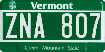 VT license plate ZNA807