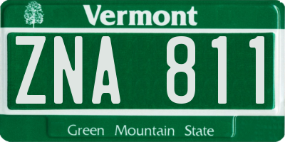 VT license plate ZNA811
