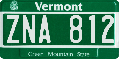 VT license plate ZNA812