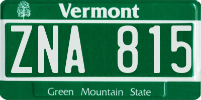VT license plate ZNA815