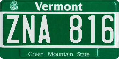VT license plate ZNA816
