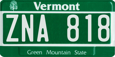 VT license plate ZNA818