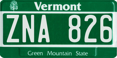 VT license plate ZNA826