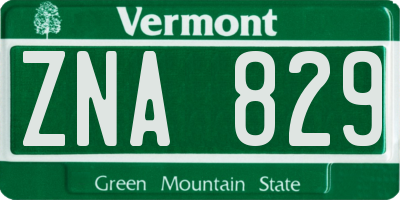 VT license plate ZNA829