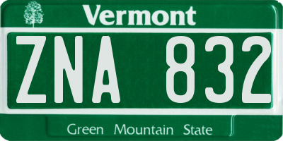 VT license plate ZNA832