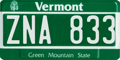 VT license plate ZNA833