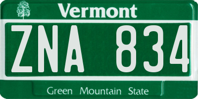 VT license plate ZNA834