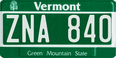 VT license plate ZNA840