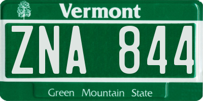 VT license plate ZNA844