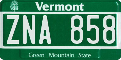 VT license plate ZNA858