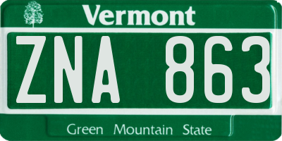 VT license plate ZNA863