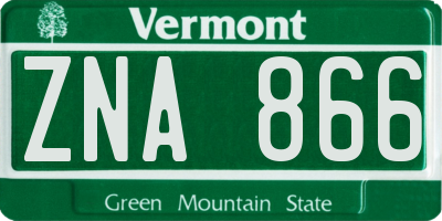 VT license plate ZNA866
