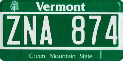 VT license plate ZNA874