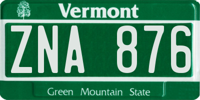 VT license plate ZNA876