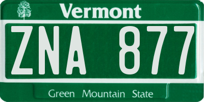 VT license plate ZNA877