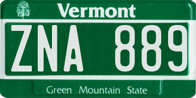 VT license plate ZNA889