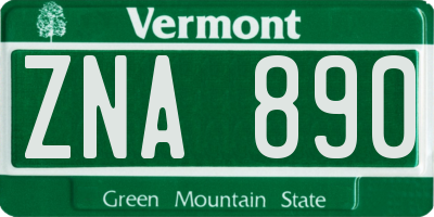 VT license plate ZNA890