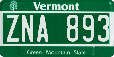 VT license plate ZNA893