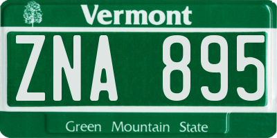 VT license plate ZNA895