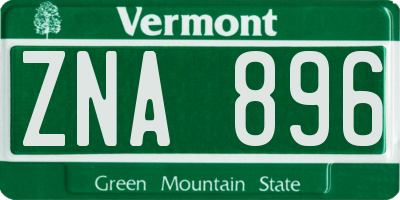 VT license plate ZNA896