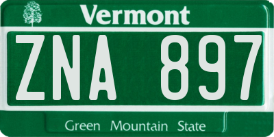 VT license plate ZNA897