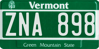 VT license plate ZNA898