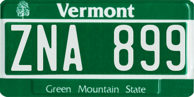 VT license plate ZNA899
