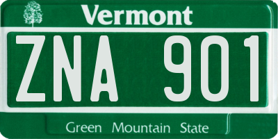 VT license plate ZNA901