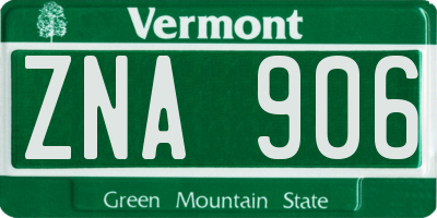 VT license plate ZNA906