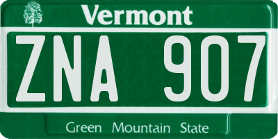 VT license plate ZNA907
