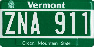 VT license plate ZNA911