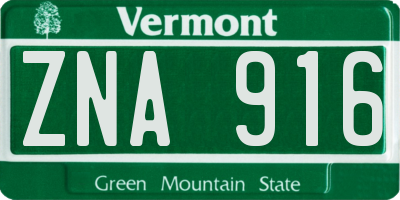 VT license plate ZNA916