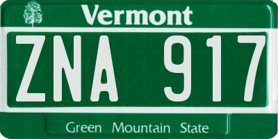 VT license plate ZNA917