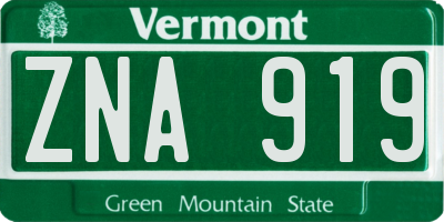 VT license plate ZNA919