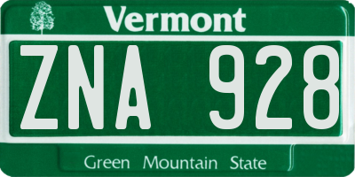 VT license plate ZNA928