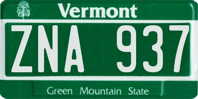 VT license plate ZNA937